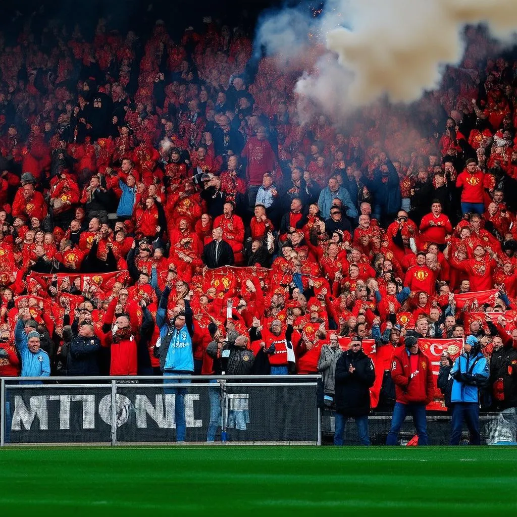 MC and MU fans cheering in the stands