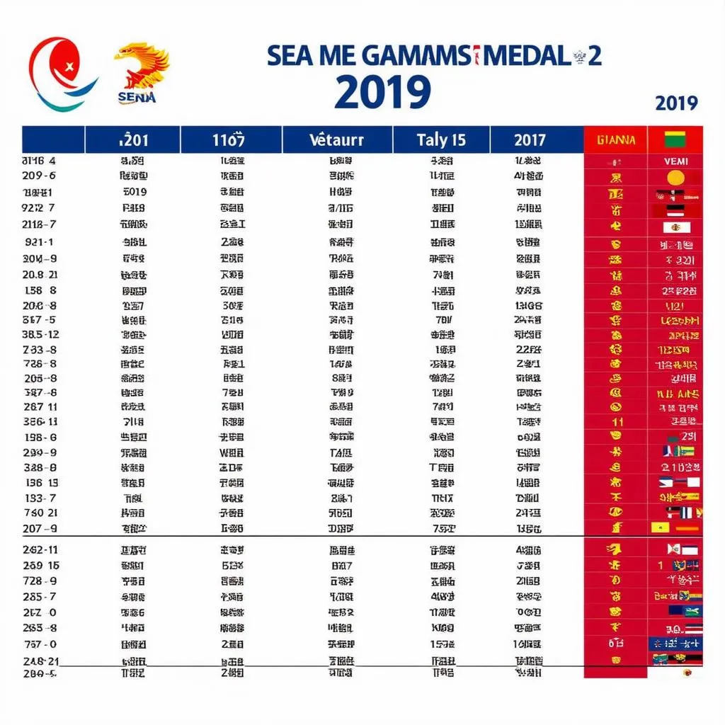 Bảng Tổng Sắp Huy Chương SEA Games 30