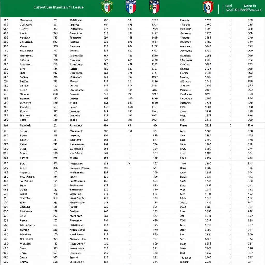 Bảng xếp hạng giải U19 Italia