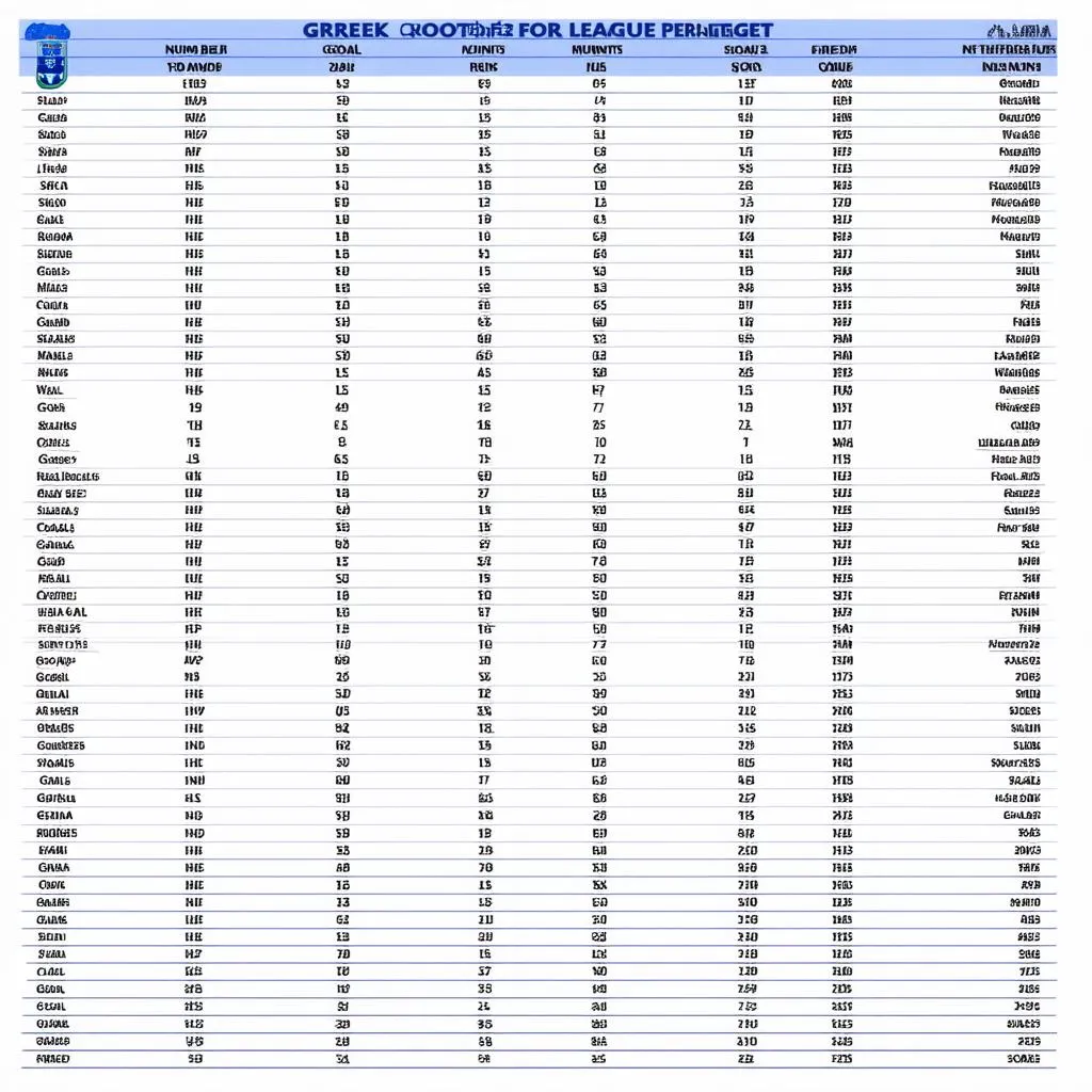 Bảng Xếp Hạng Bóng Đá Hy Lạp