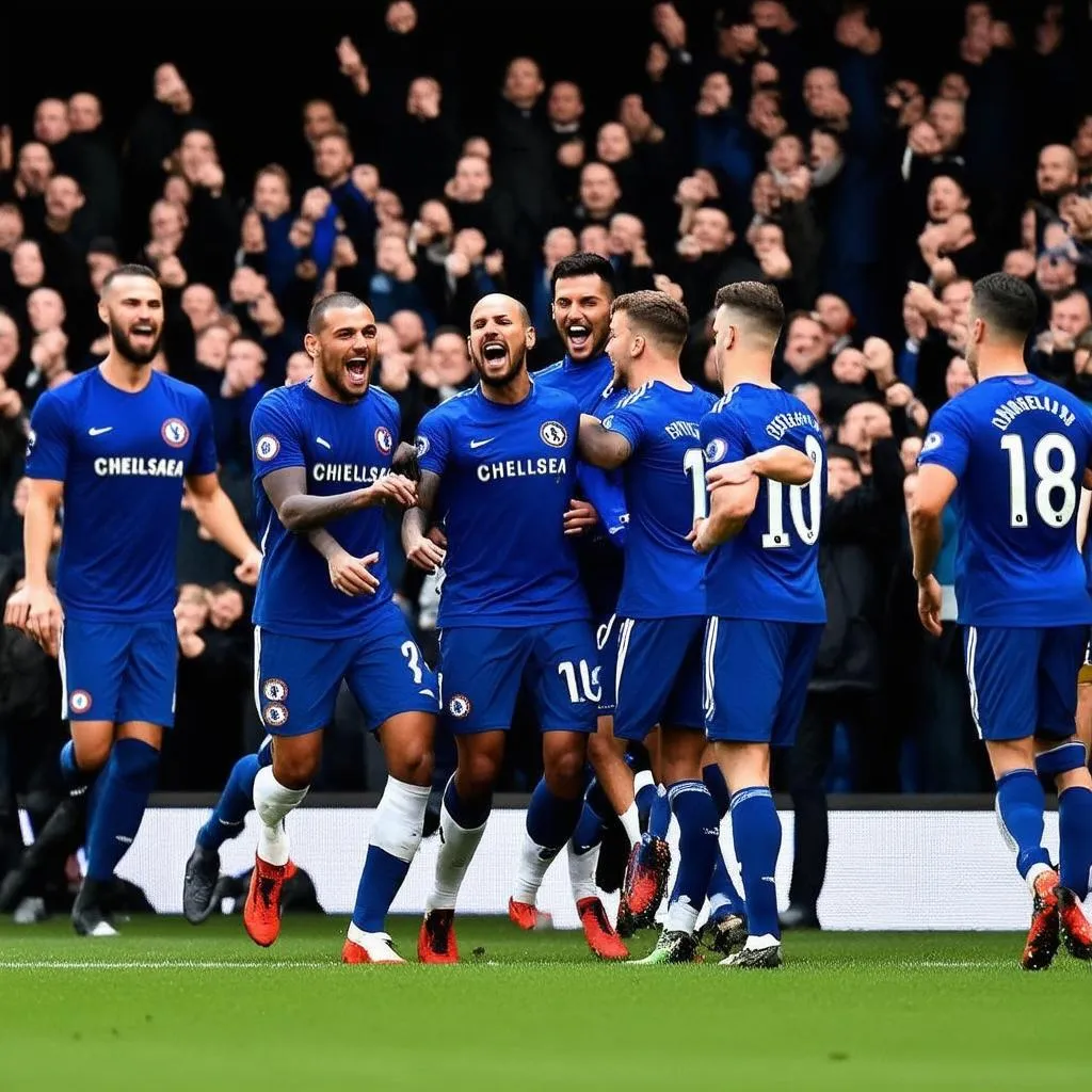 Chelsea players celebrating