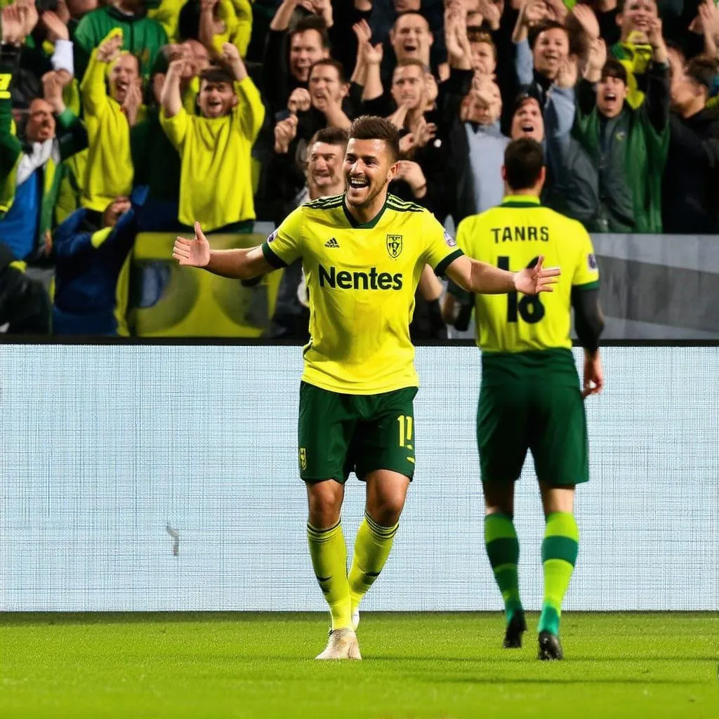 Cầu thủ FC Nantes ăn mừng bàn thắng