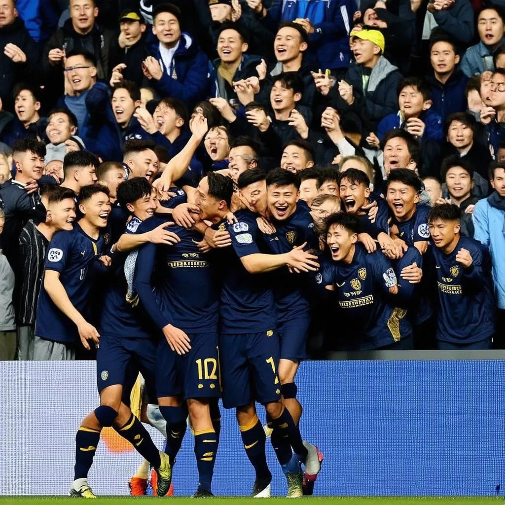 Cầu thủ Incheon United ăn mừng bàn thắng