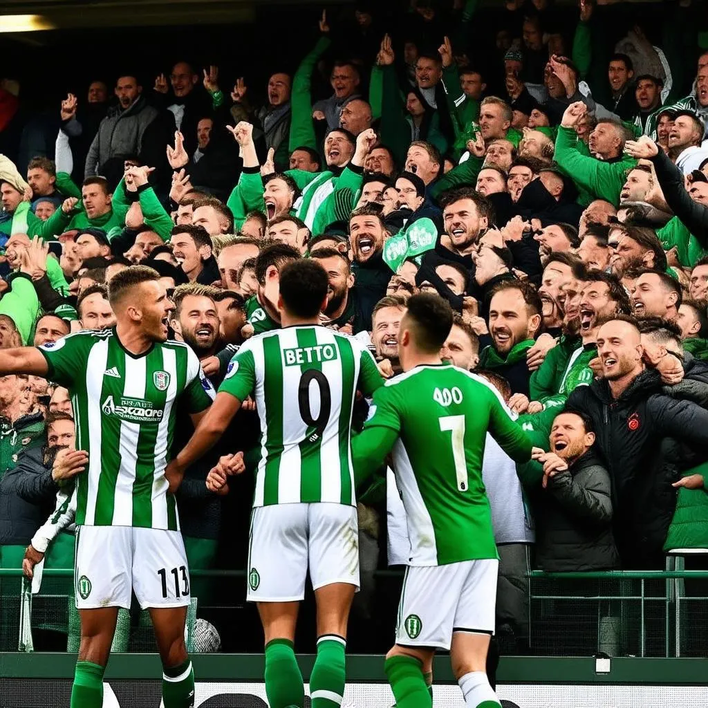 Các cầu thủ Real Betis ăn mừng bàn thắng