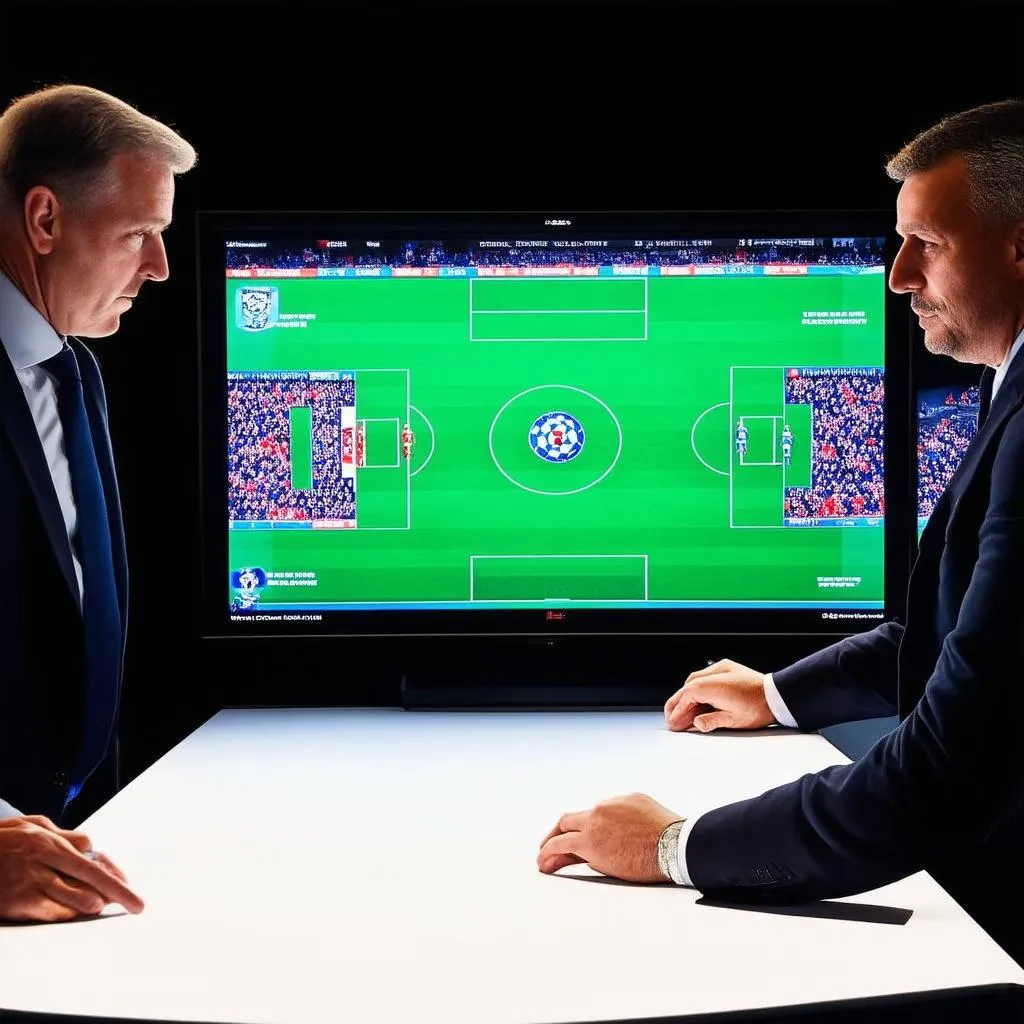 Experts analyzing a football match