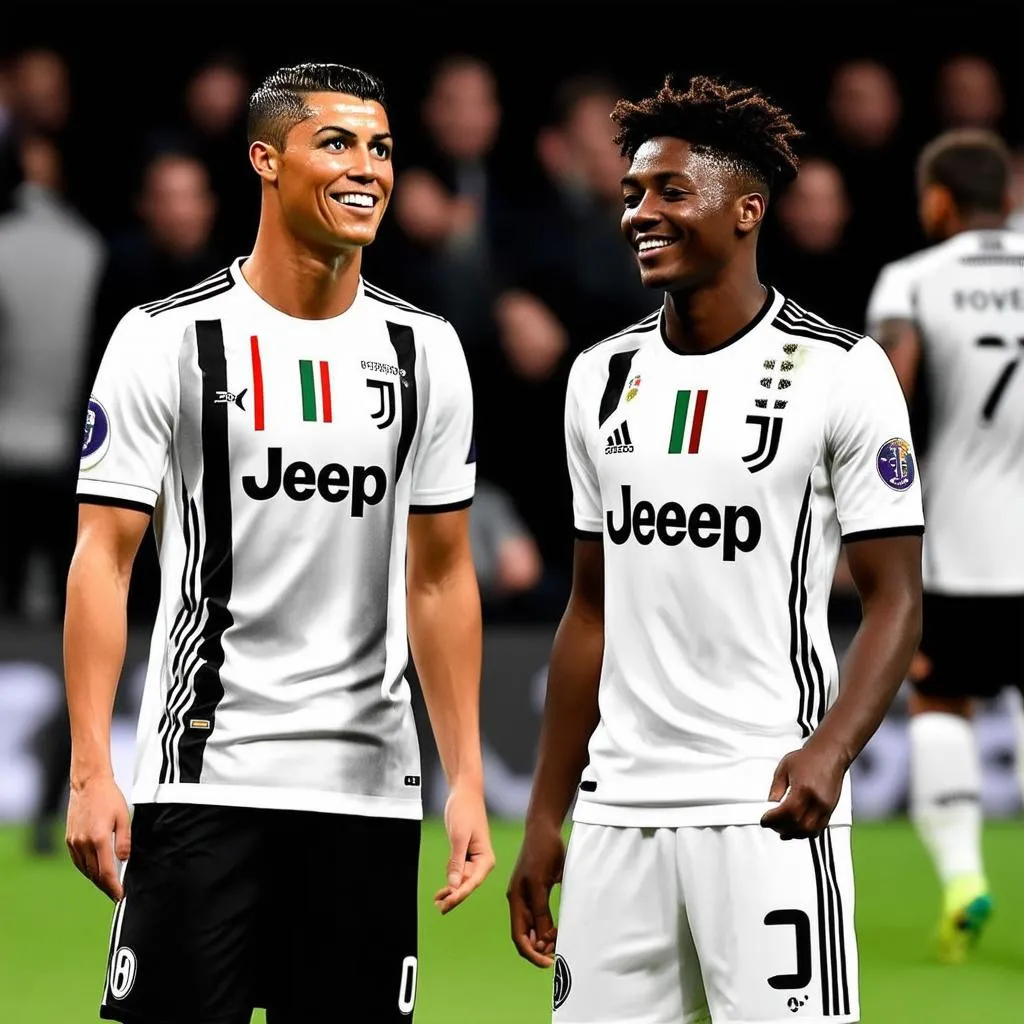 Ronaldo và Kean trong màu áo Juventus