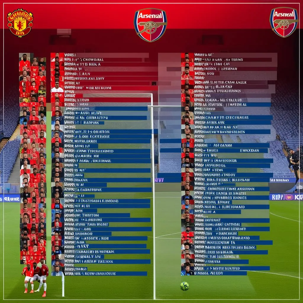 Danh sách cầu thủ MU vs Arsenal