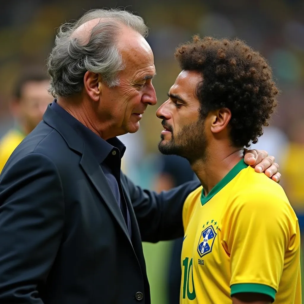 HLV Scolari an ủi David Luiz