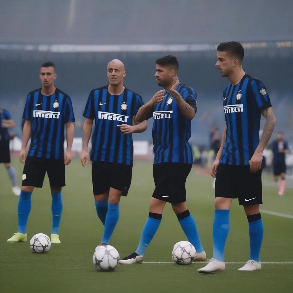 Các cầu thủ Inter Milan đang thi đấu