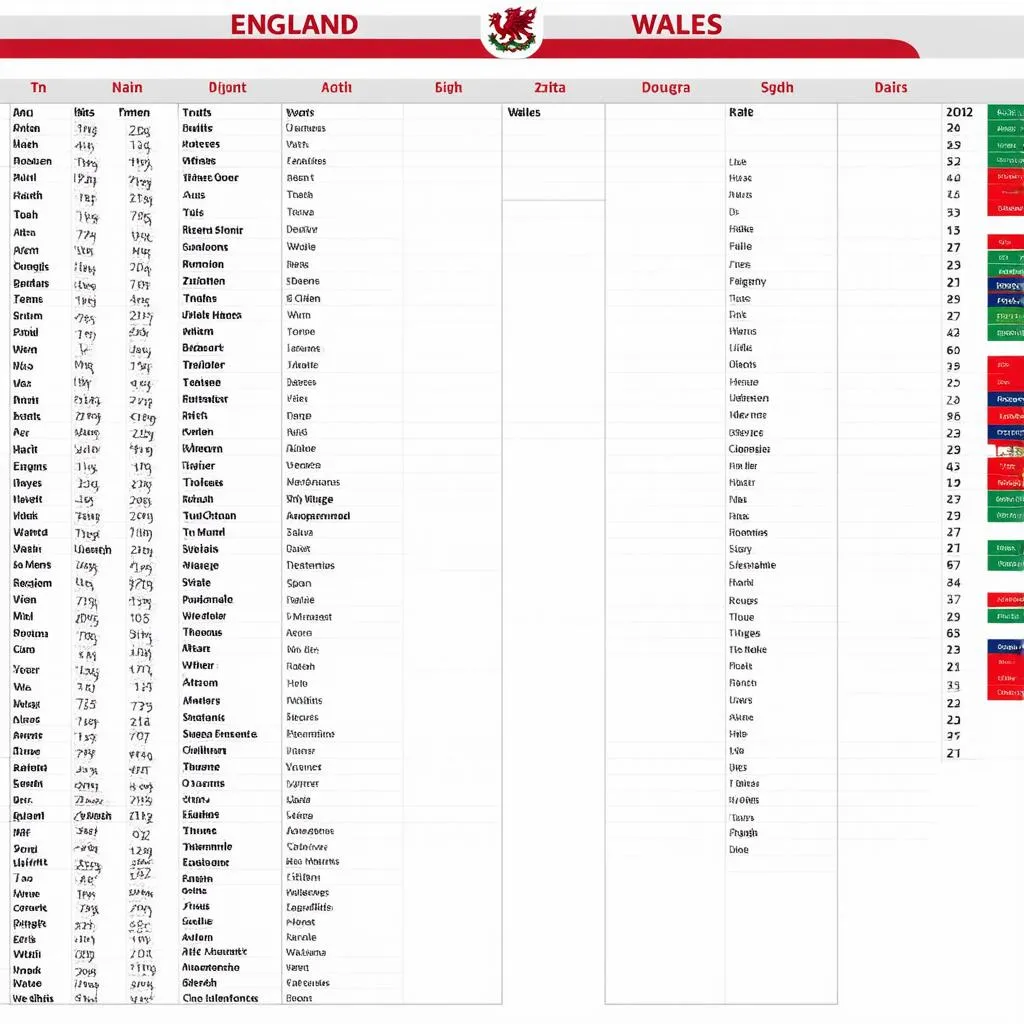 Lịch thi đấu Anh và Xứ Wales