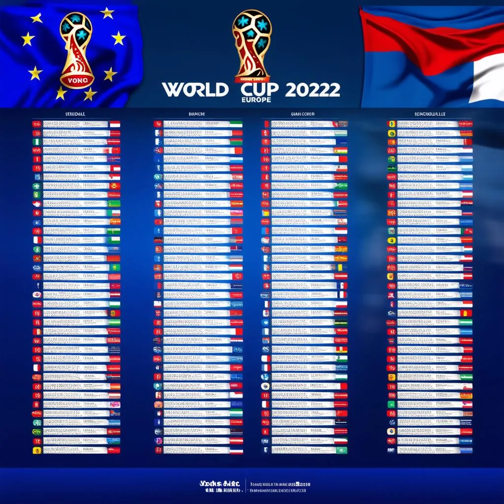 Lịch thi đấu World Cup 2022 khu vực Châu Âu