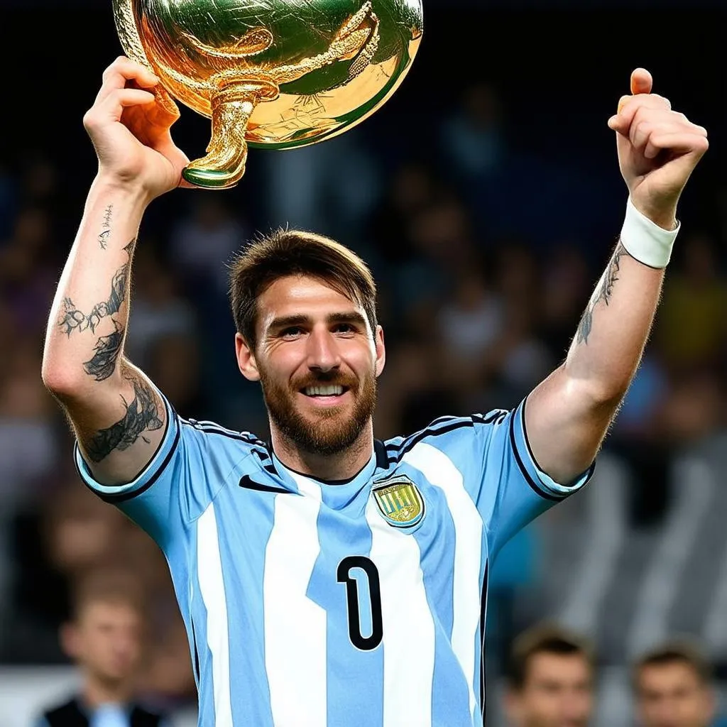 Messi nâng cúp vàng World Cup