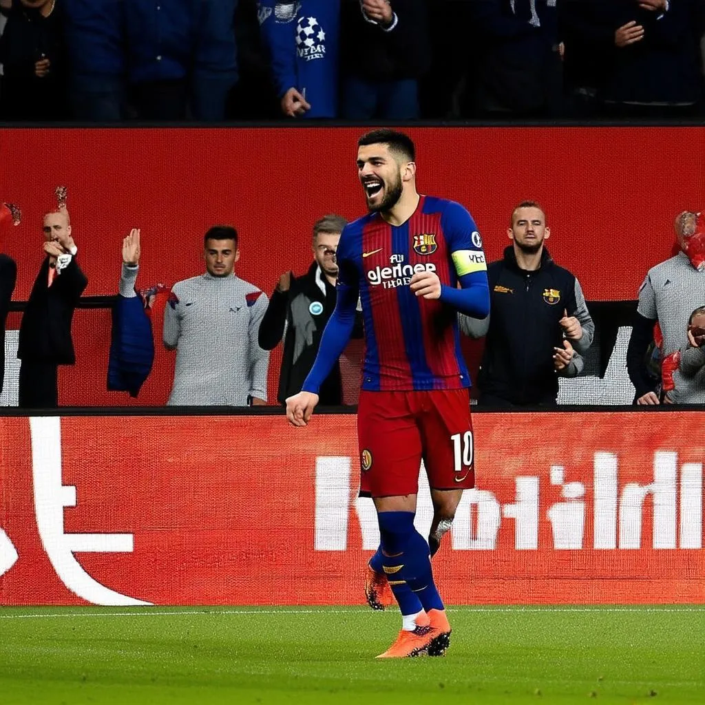 Manolas ghi bàn vào lưới Barcelona