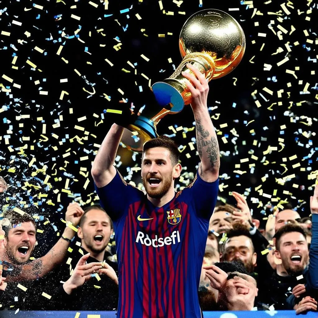 Messi nâng cúp vàng World Cup