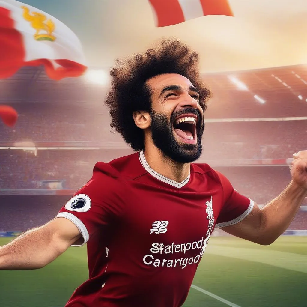 Mohamed Salah celebrating a goal