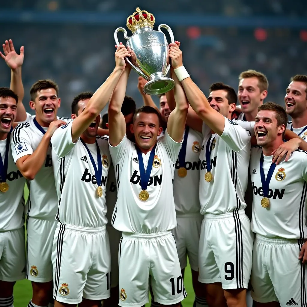 Real Madrid ăn mừng chức vô địch Champions League 2002