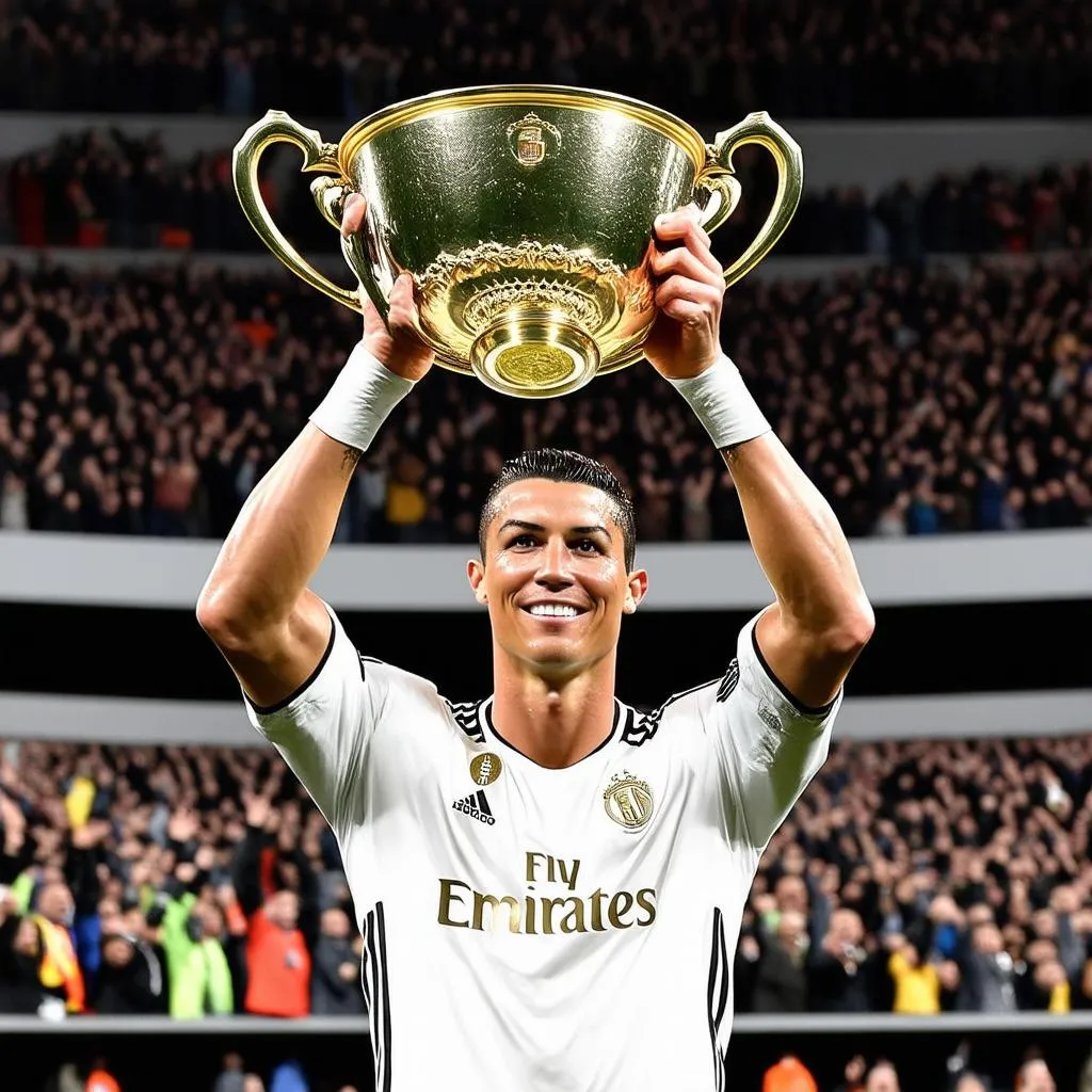 cristiano ronaldo với cup vàng