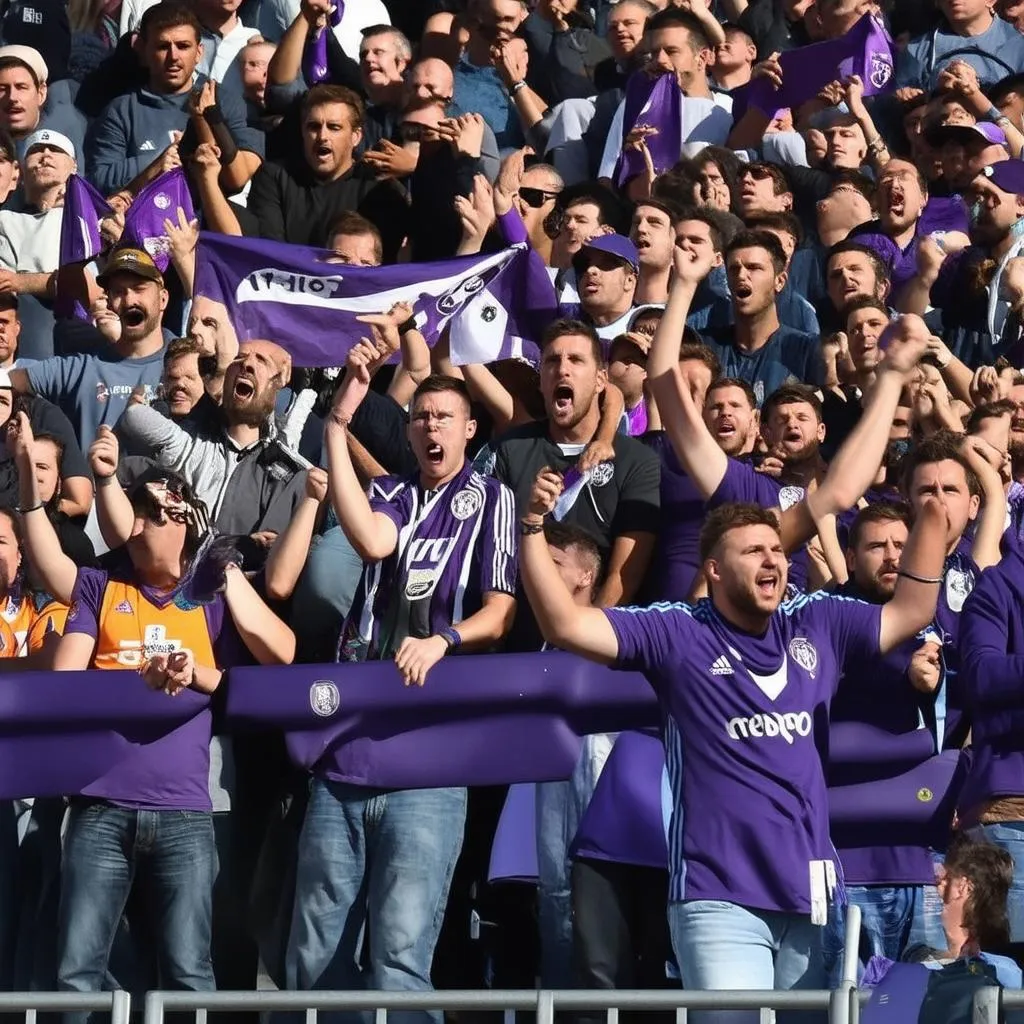 Cổ động viên Fiorentina hò reo trên khán đài