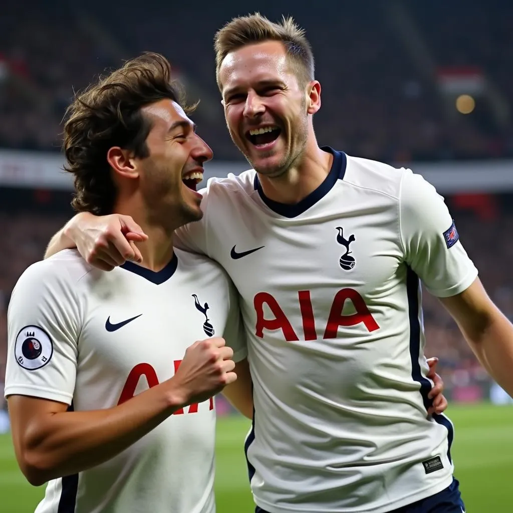 Son Heung-min and Harry Kane celebrating a goal