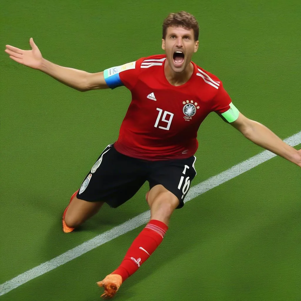 thomas muller ăn mừng bàn thắng