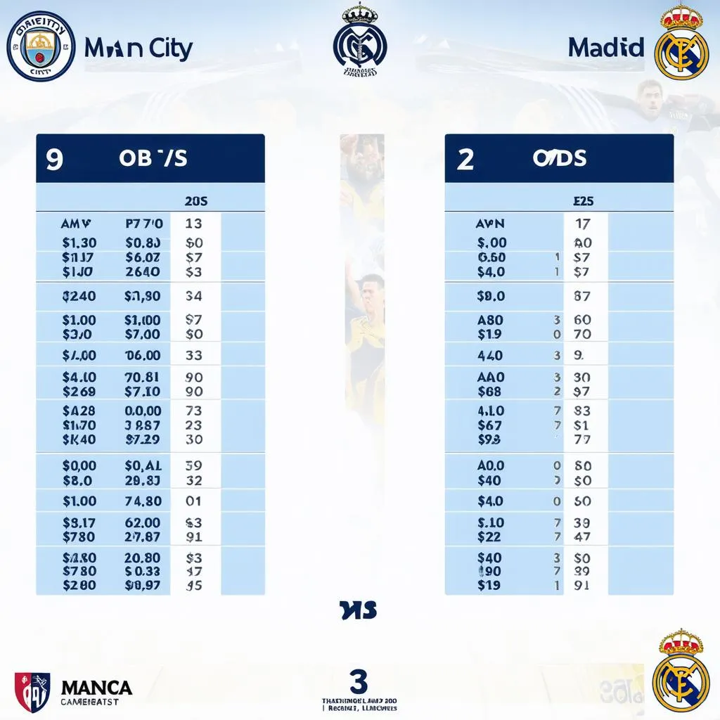 Tỷ lệ kèo Man City vs Real Madrid