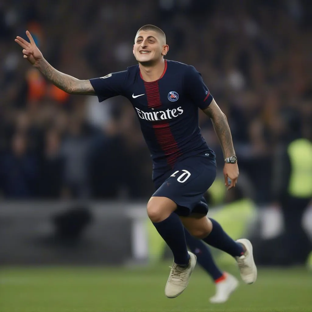 Verratti ăn mừng bàn thắng