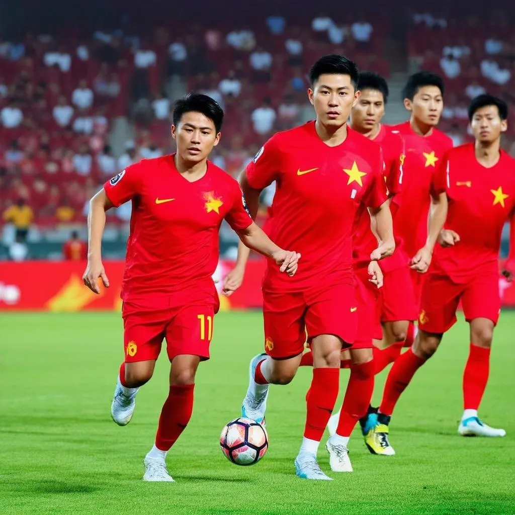 Cầu thủ Việt Nam trong trận đấu World Cup