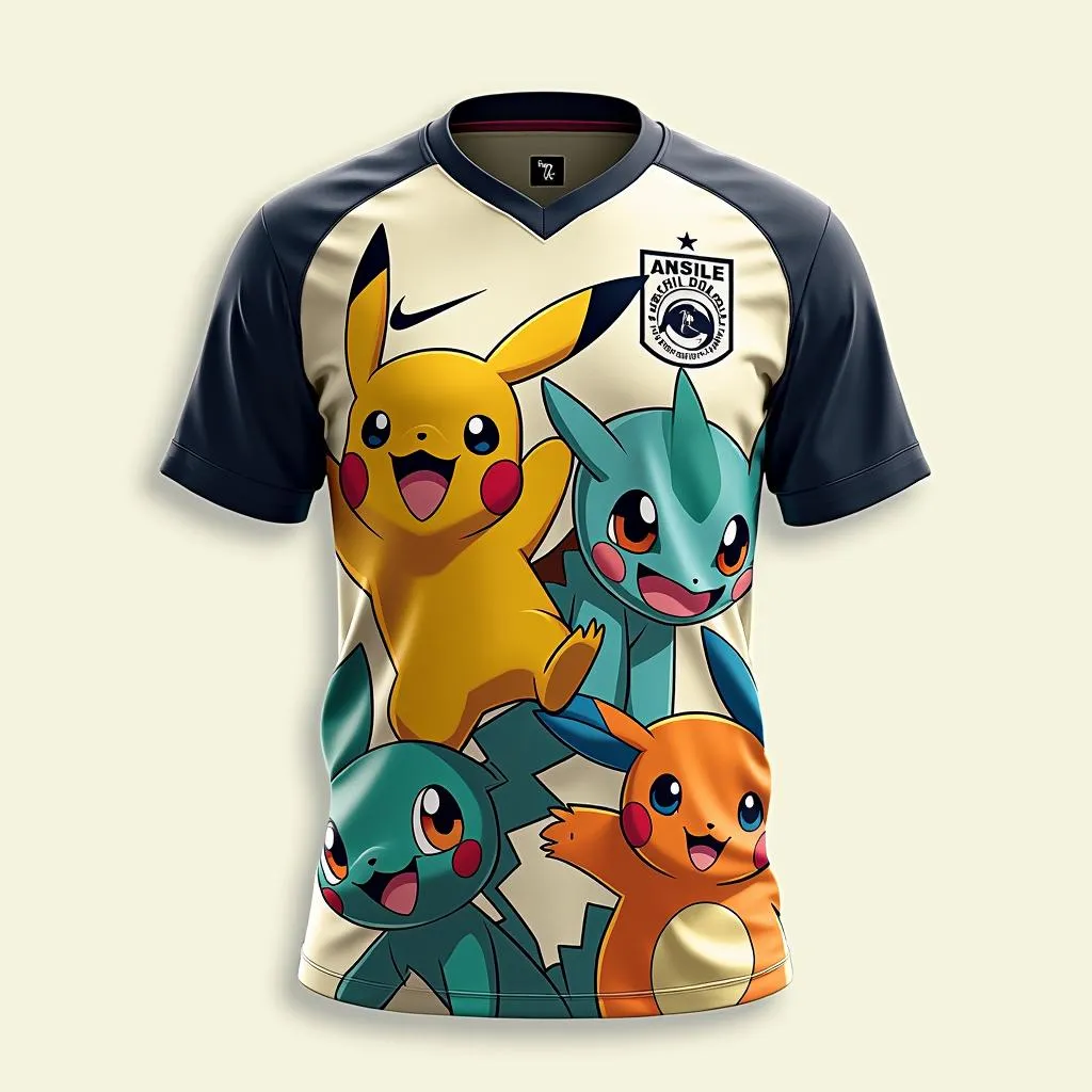 Áo bóng đá streetwear in hình Pokemon