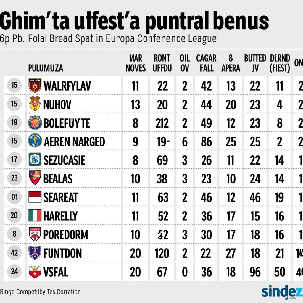 Bảng xếp hạng Europa Conference League 2023