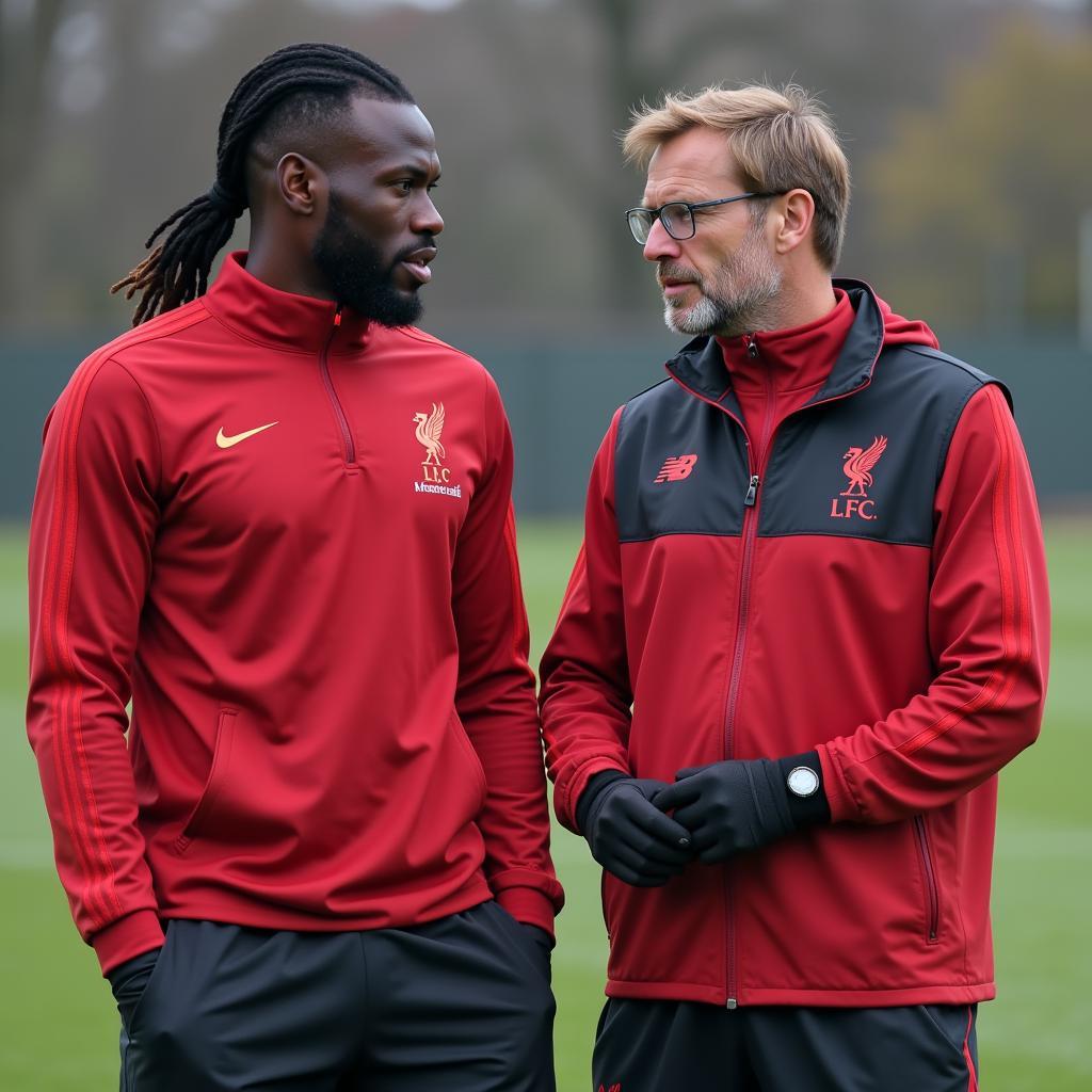 Benteke và Klopp trên sân tập