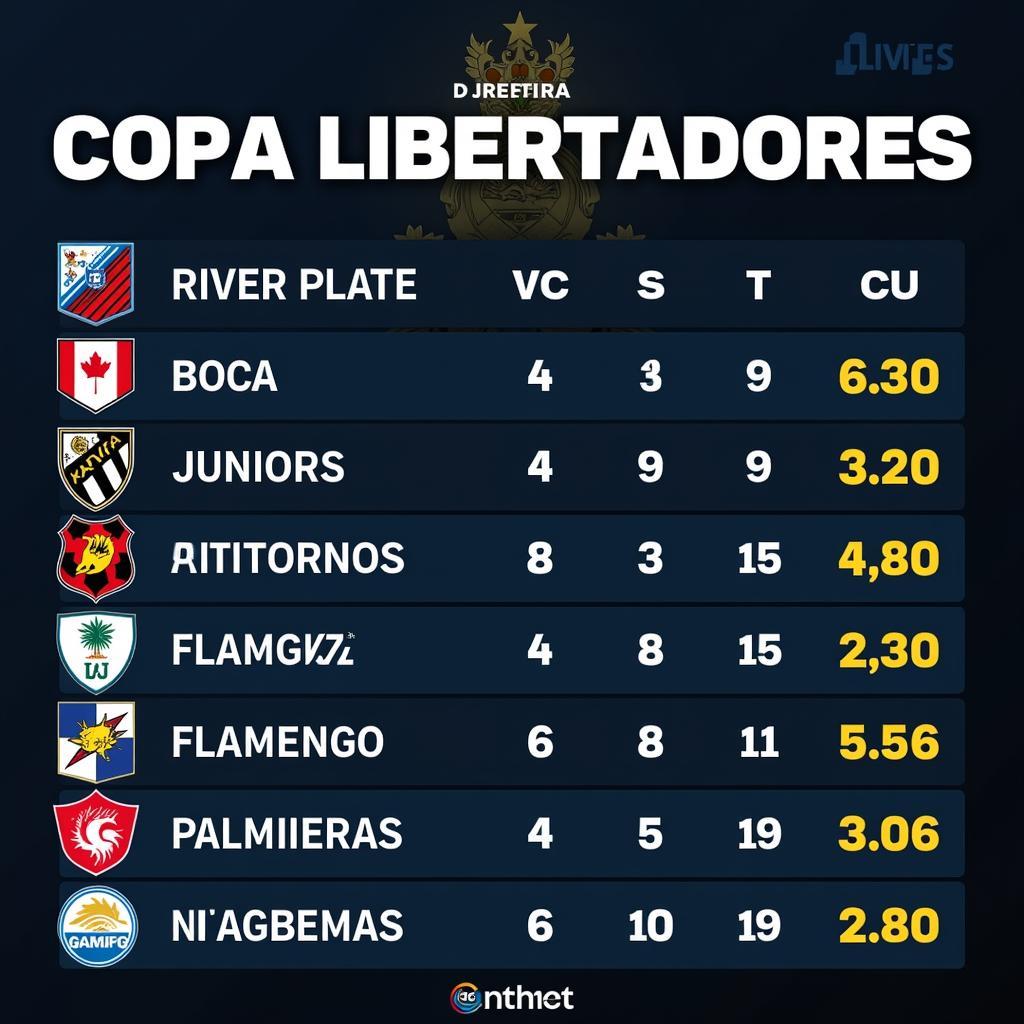 Cập nhật tỷ số trực tiếp Copa Libertadores