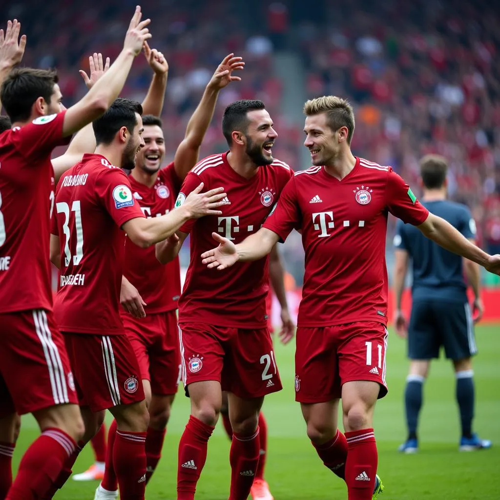 Cầu thủ Bayern Munich ăn mừng chiến thắng