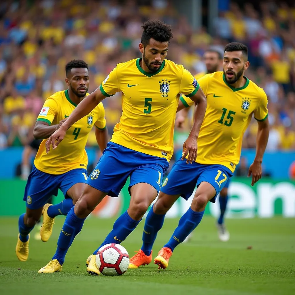 Brazilian Football Players Showcasing Their Skills