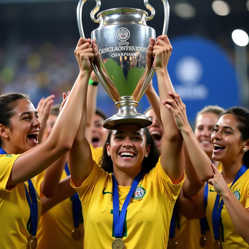 Daniela Martins Nani nâng cao chiếc cup vô địch Champions League nữ