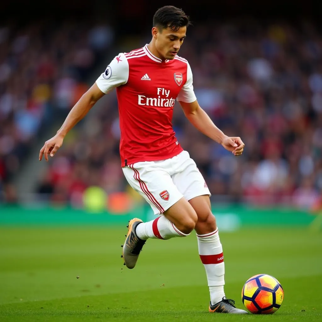 Denis Suárez trong màu áo Arsenal thi đấu tại Premier League