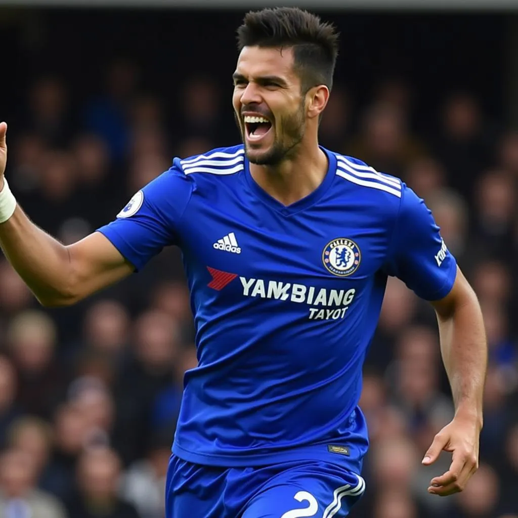 Diego Costa ăn mừng bàn thắng trong trận khai mạc Premier League