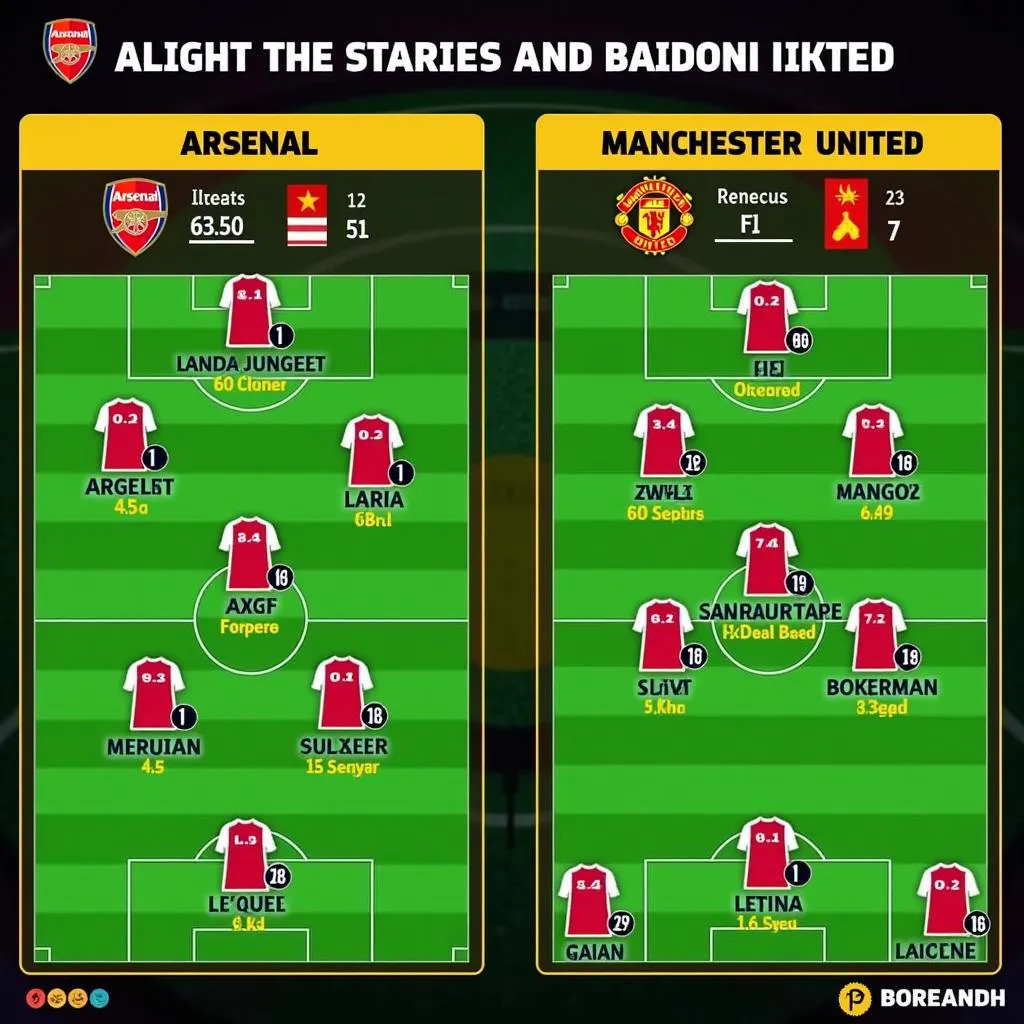 Hình ảnh đội hình Arsenal vs MU