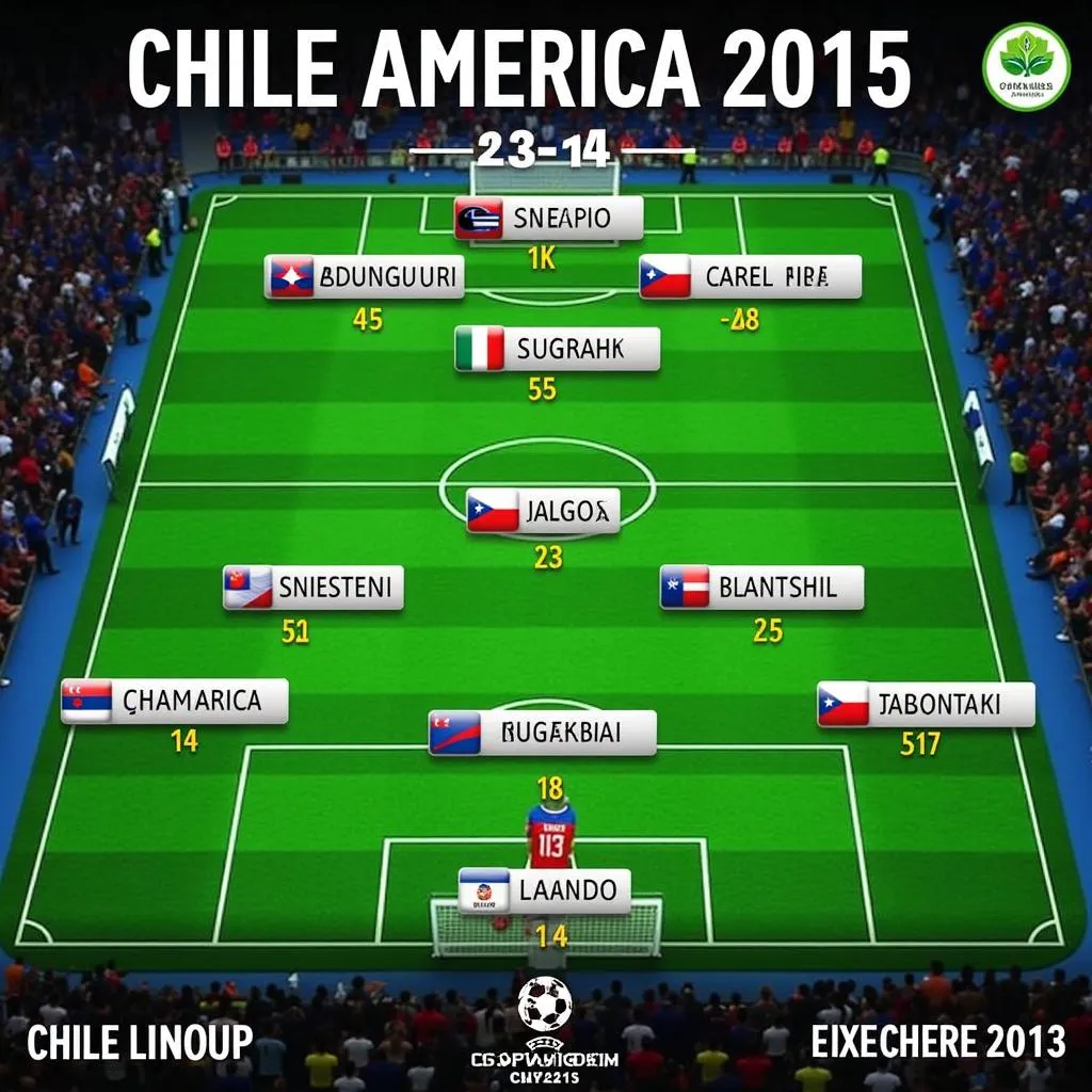 Đội hình Chile vô địch Copa America 2015 với sơ đồ 2-3-1-4