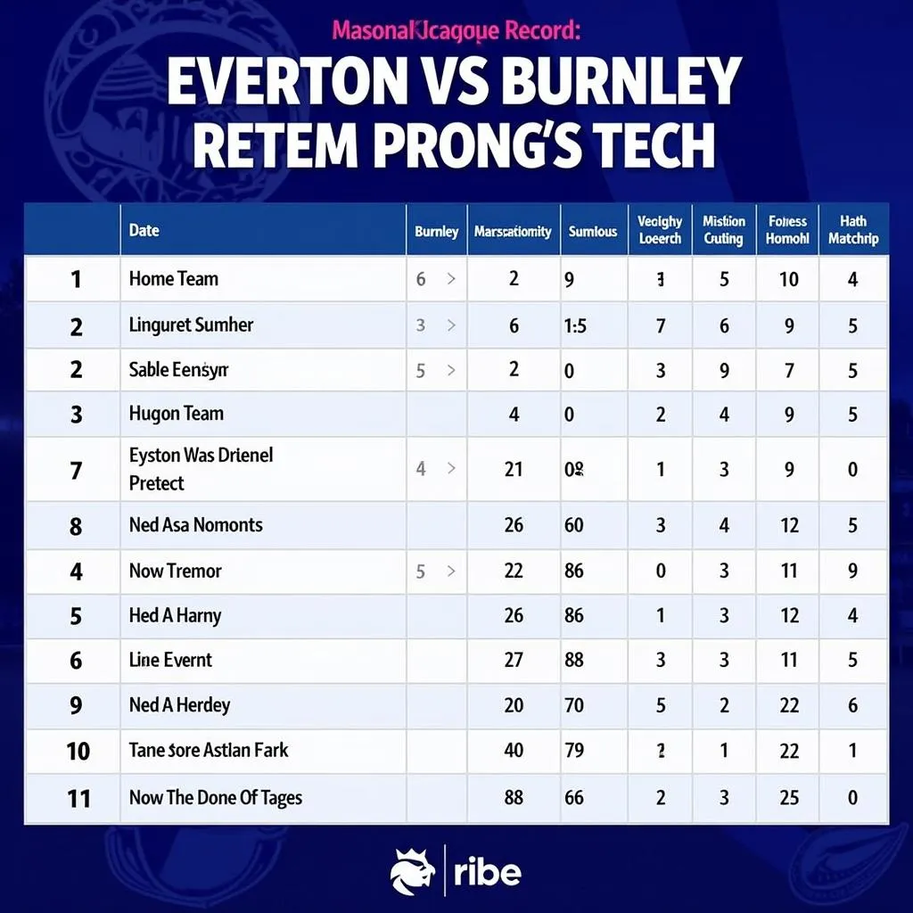 Lịch sử đối đầu Everton Burnley