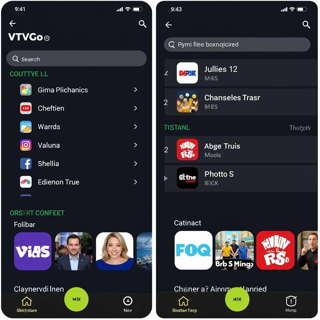 Giao diện ứng dụng VTVGo