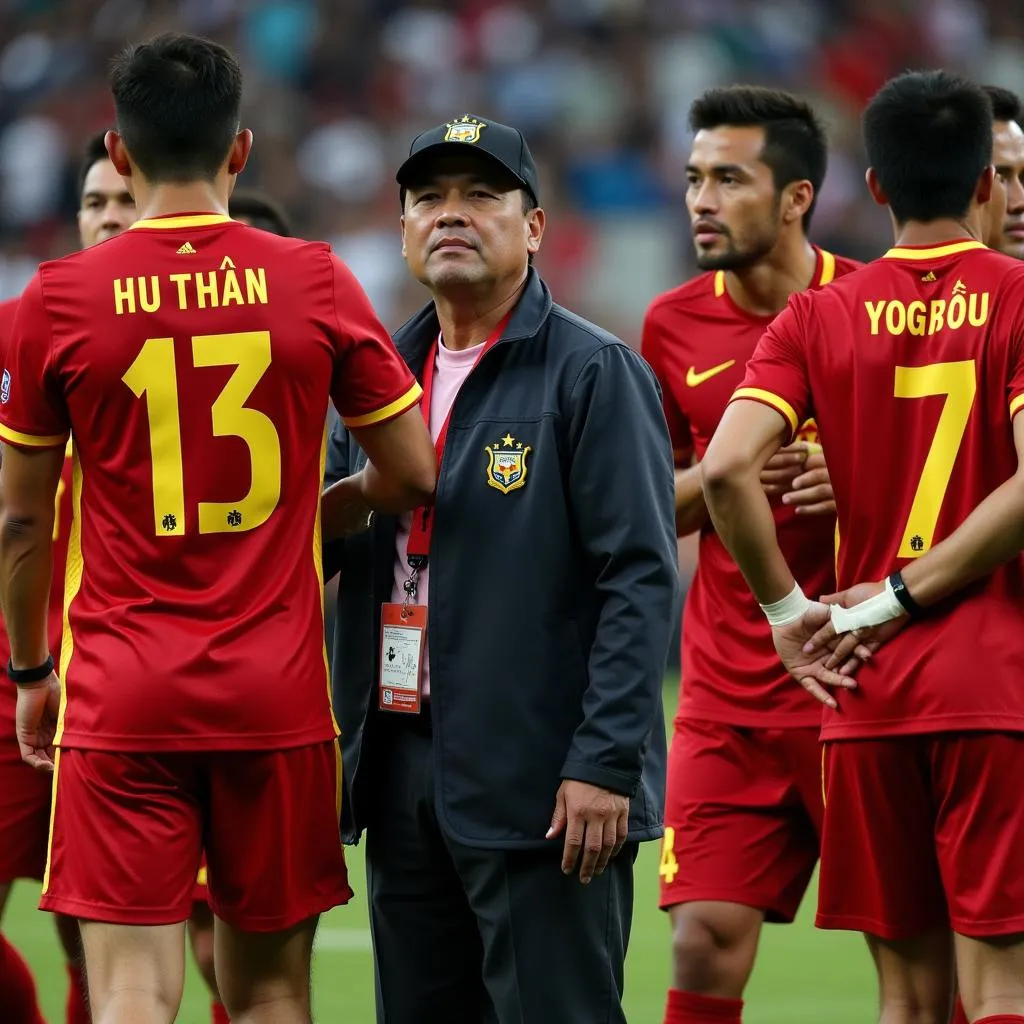 HLV Nguyễn Hữu Thắng và các cầu thủ Việt Nam tại AFF Cup 2016