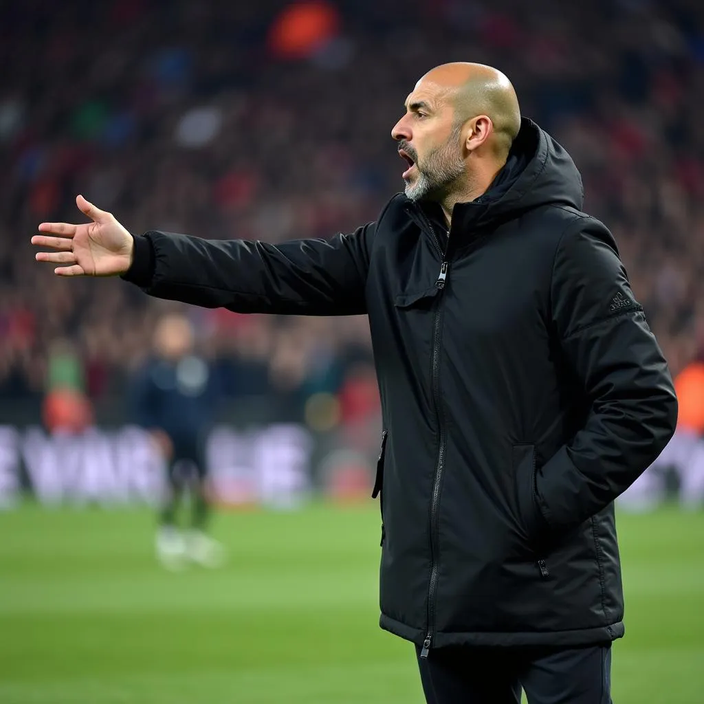 Huấn luyện viên Pep Guardiola chỉ đạo chiến thuật