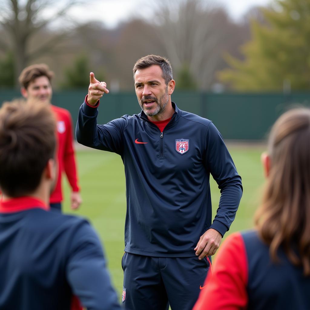 Coach Troussier instructs his players