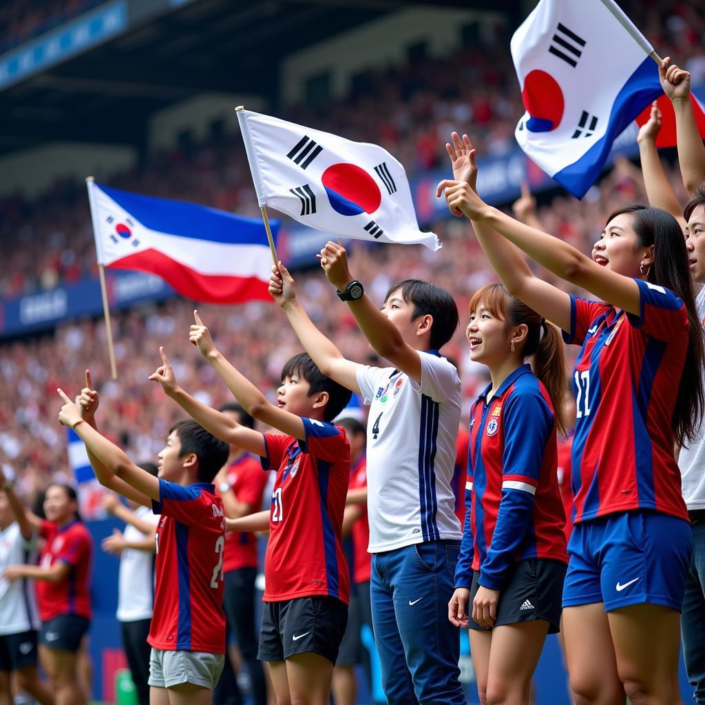 South Korean fans cheering