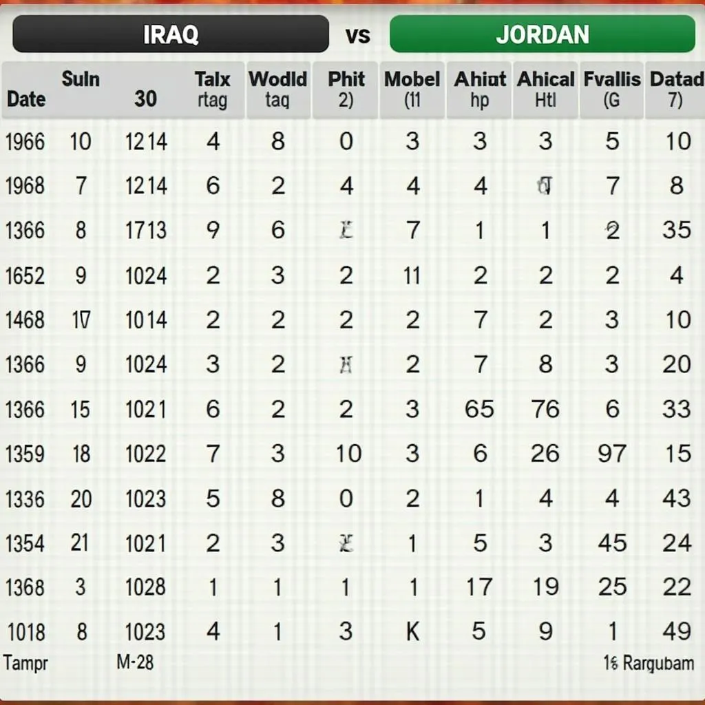 Lịch sử đối đầu Iraq vs Jordan