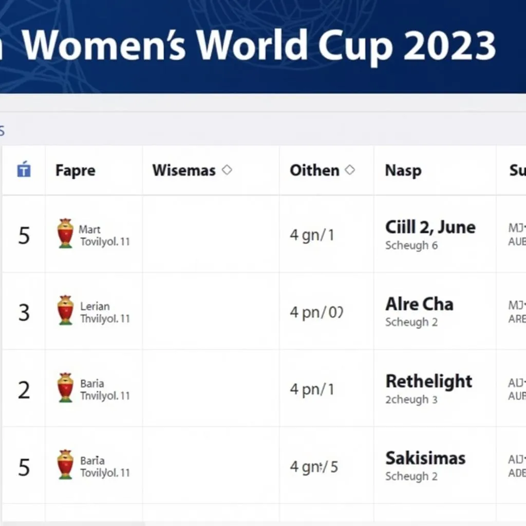 Lịch thi đấu World Cup nữ 2023