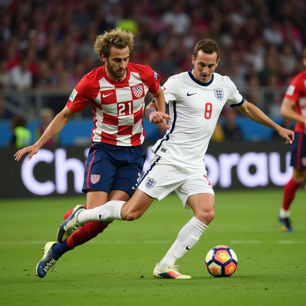 Luka Modric và Harry Kane đối đầu