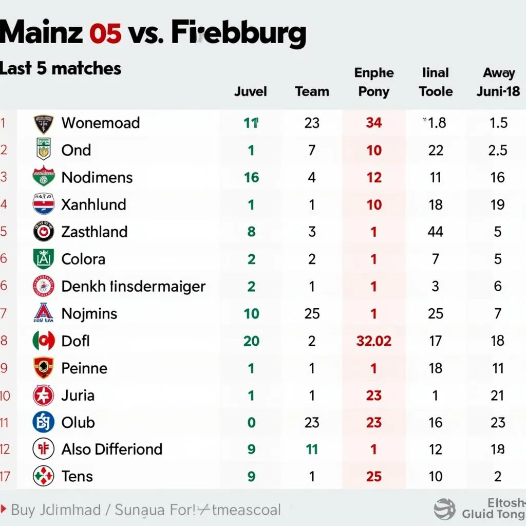 Lịch sử đối đầu Mainz 05 vs Freiburg