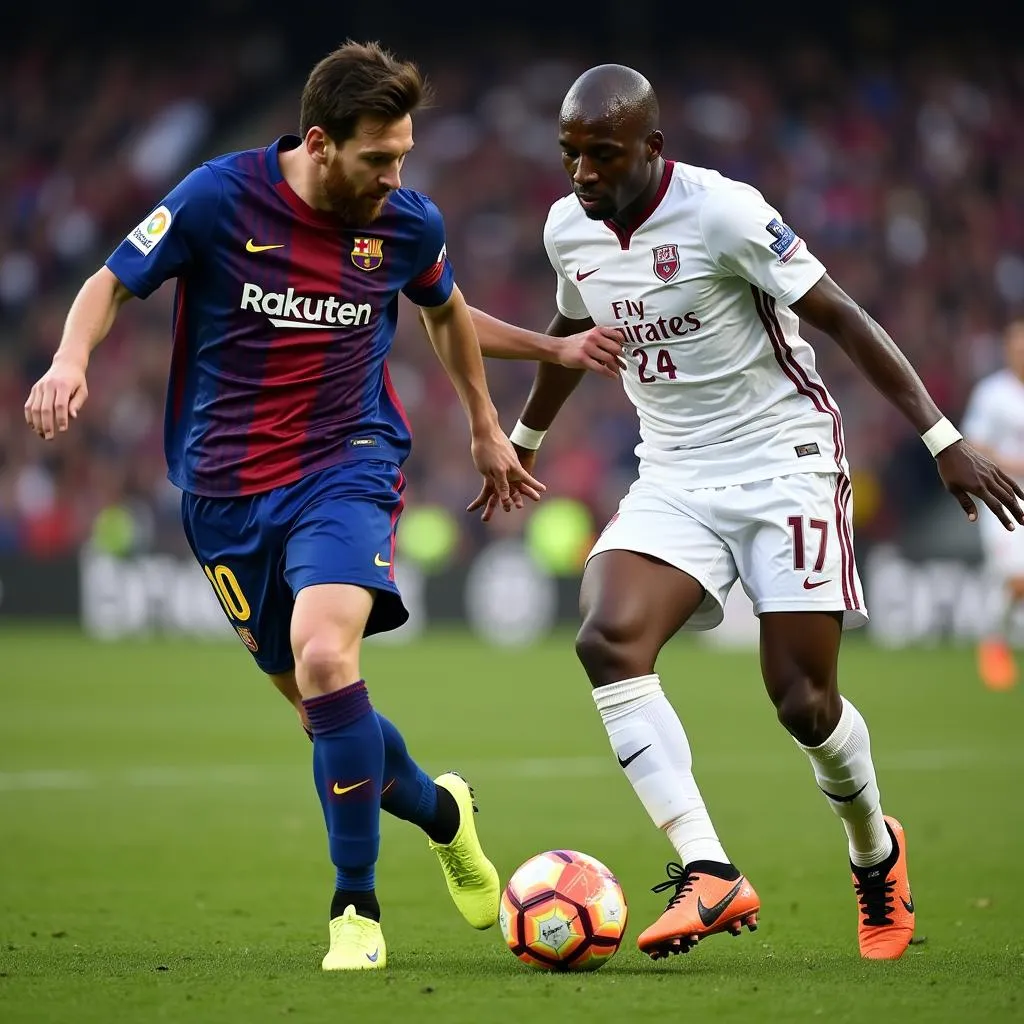 Messi và Abidal trên sân cỏ