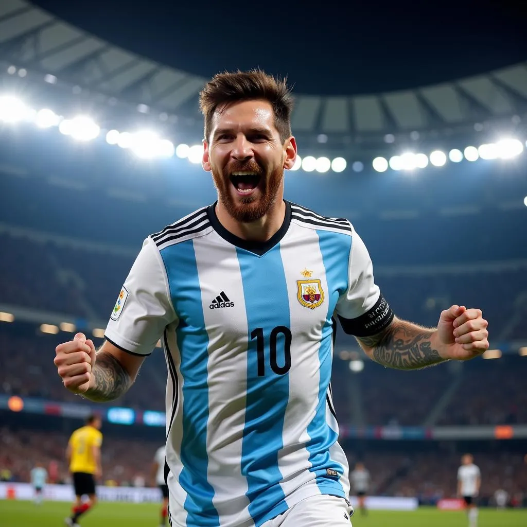 Messi ăn mừng chiến thắng